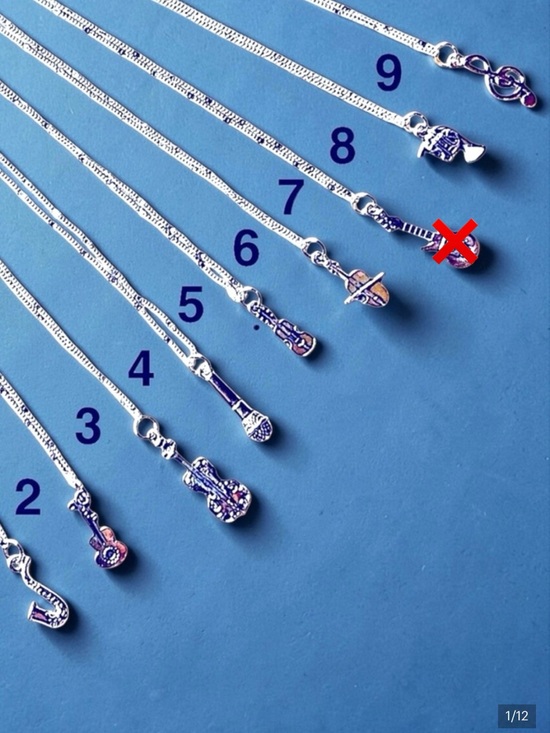 Alaska wild Rose designs Jewelry - Musical Instrument Silver Charm Necklaces. Choose your favorite(s)